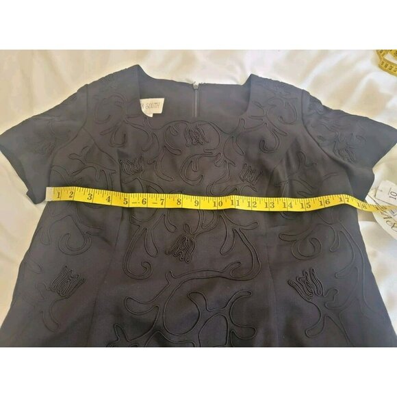 PlazaSouth SheathDress Embroidered WomensSize10 Black Coquette Office PreppyNWT - Picture 9 of 9